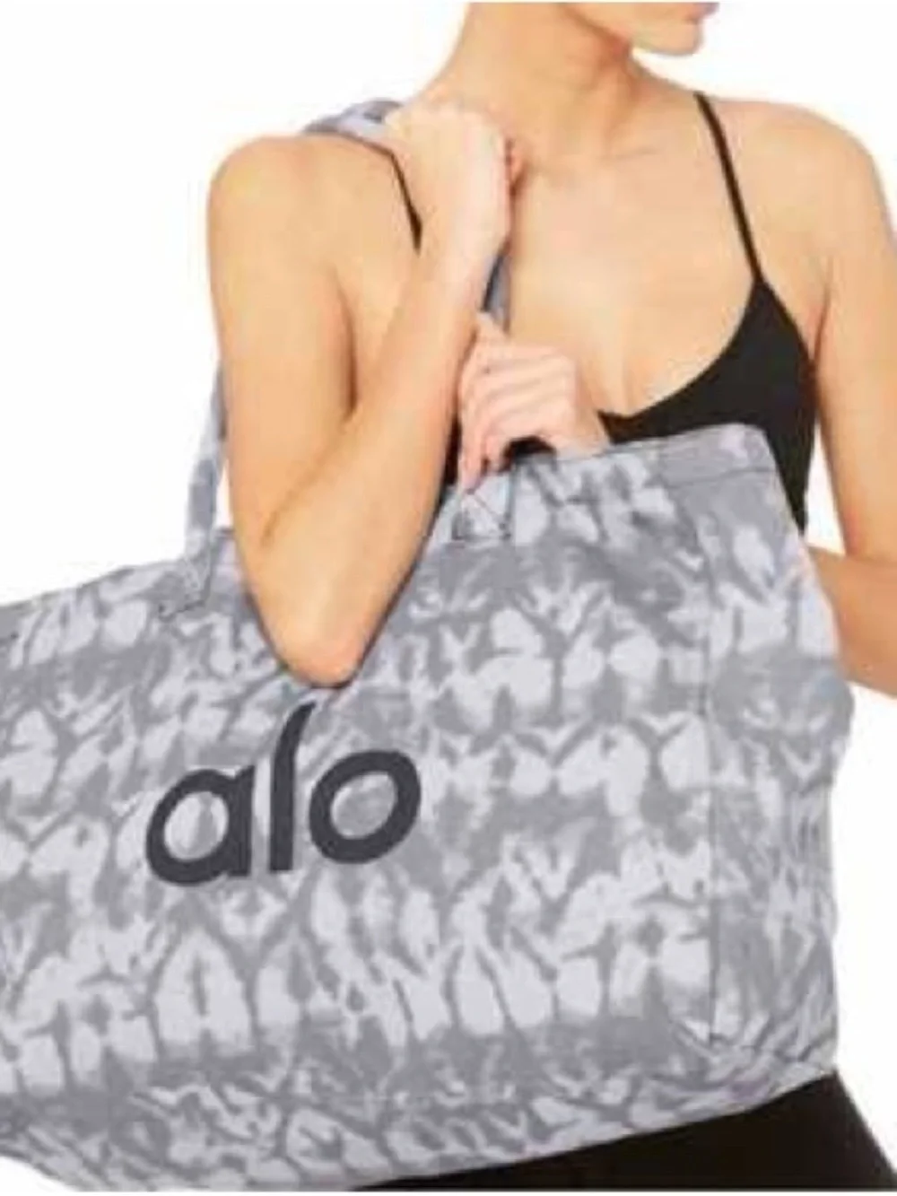 ALO Yoga Gray Tie-Dye Canvas Tote with Logo